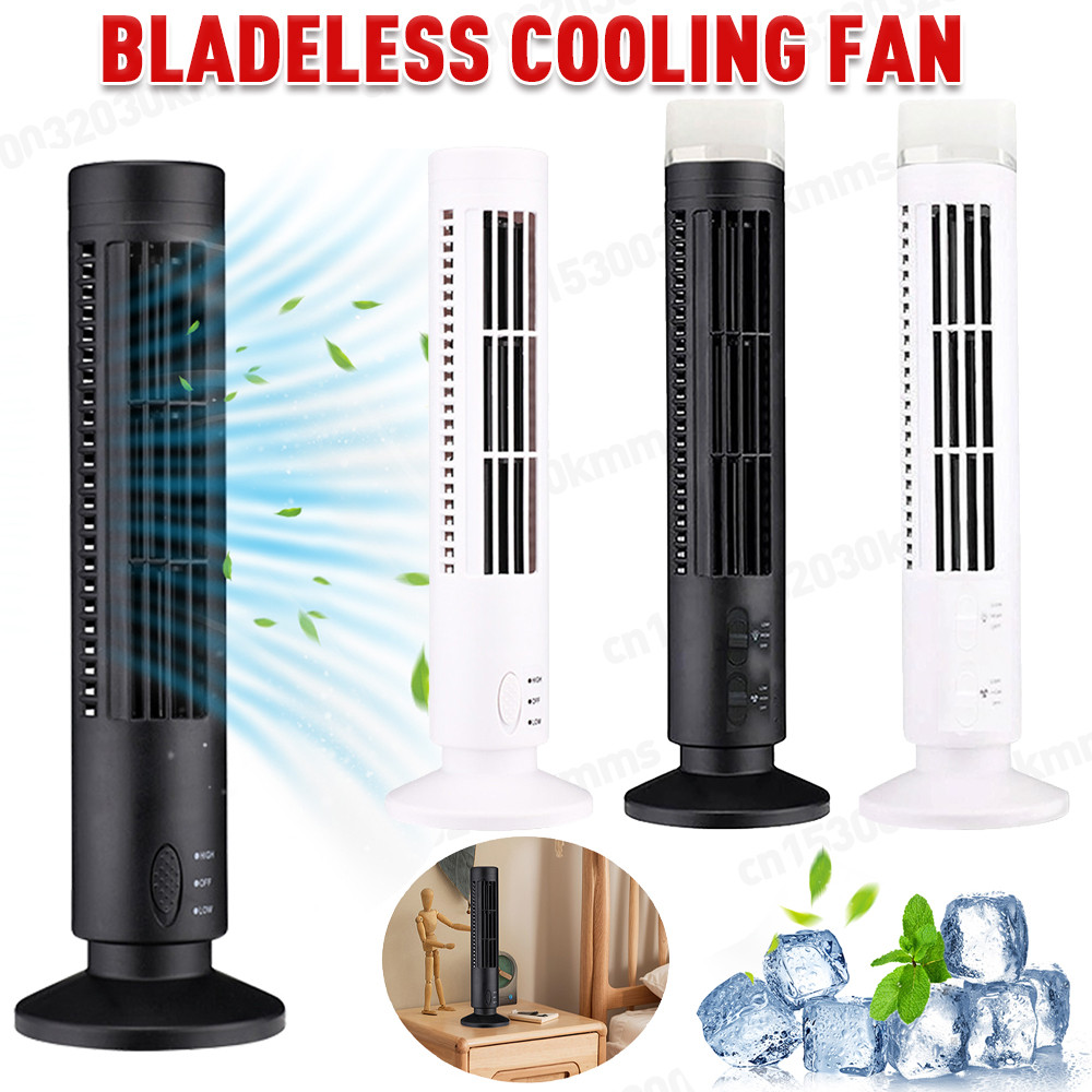 LED Tower Fan Bladeless Tower Fan 90 Degree Oscillating Quiet Portable USB Electric Desk Fan with Li