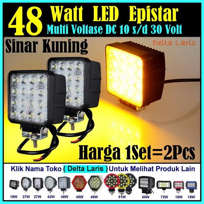 Lampu Tembak Sorot Led 2Pcs/Set 48 Watt 48W Sinar Kuning 12Volt 24Volt