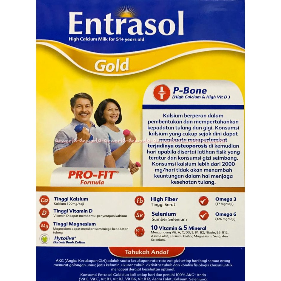 

Susu Entrasol Gold Coklat High Kalsium Untuk 51+ Chocolate 350G Tulang