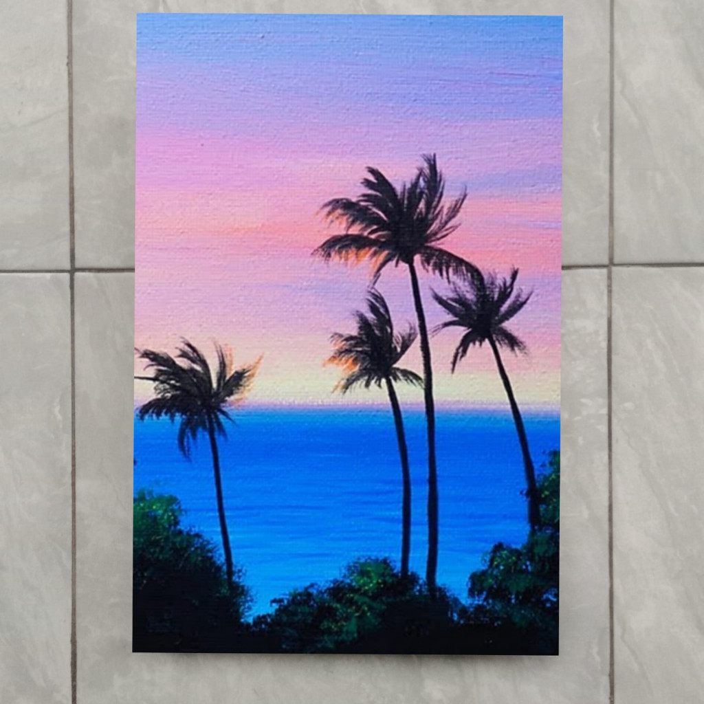 Lukisan Dinding Aesthetic 30x40cm Motif Kelapa Empat Lukisan Kanvas Canvas Hiasan Dekorasi Pajangan