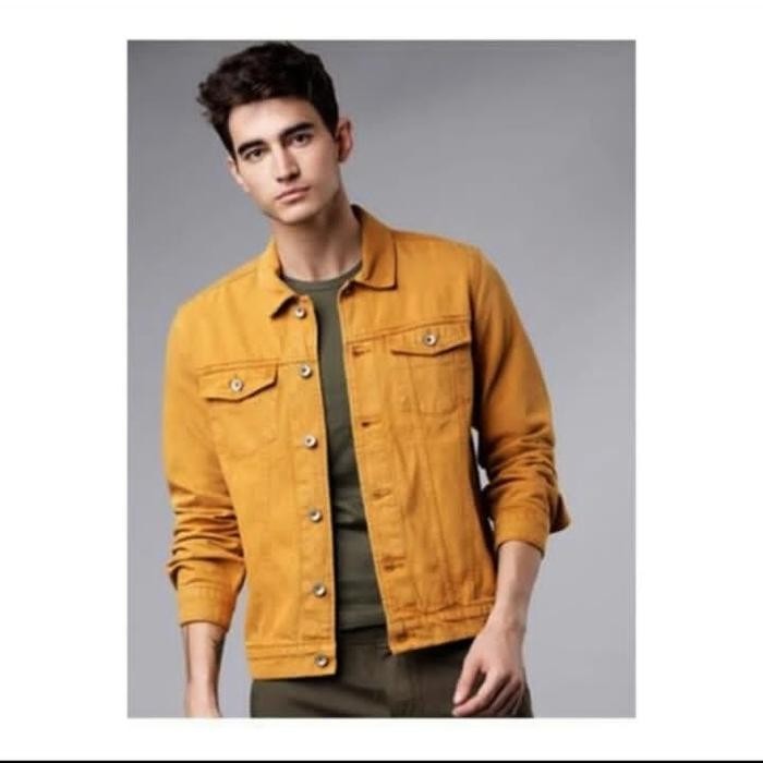 

Terlaris Jacket Jeans Cowo Kunyit Warna Pekat