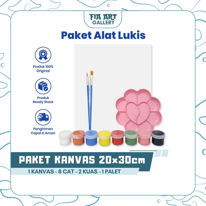 

Paket Alat Lukis Anak Lengkap 1 Set Kuas Cat Kanvas 20x20 cm Palet