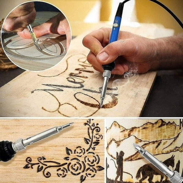 

Solder Lukis Pyrography Kesenian Mengukir Alat Bakar Kayu Wood Burning Pen 37 Set Tool Kit