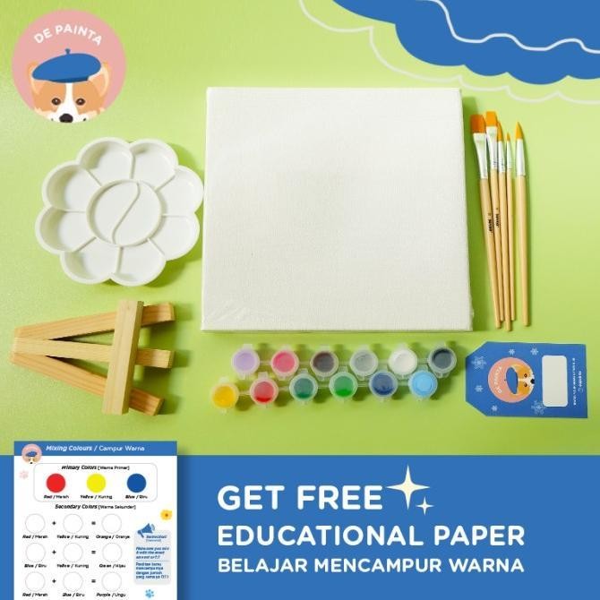 

Paket Melukis / Belajar Warna untuk Anak /Set Alat Lukis Anak 1 Kanvas
