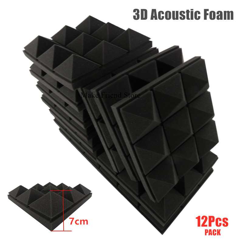 12PCS 30x30x7cm 3D Studio Acoustic Foam Sound Insulation Treatment Thicken Pyramid Sound Sponge Soun