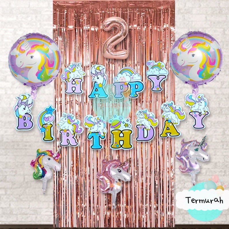 SET DEKORASI UNICORN/DEKORASI ULANG TAHUN ANAK UNICORN