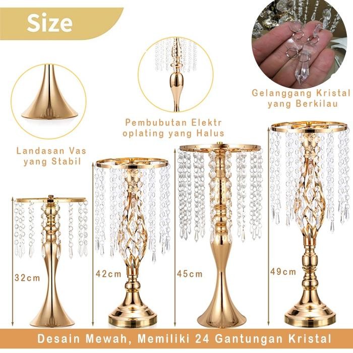 JTTOP" VAS BUNGA HIASAN DEKORASI RUANG TAMU MEWAH PAJANGAN LEMARI KACA LUXURIOUS WEDDING VASE