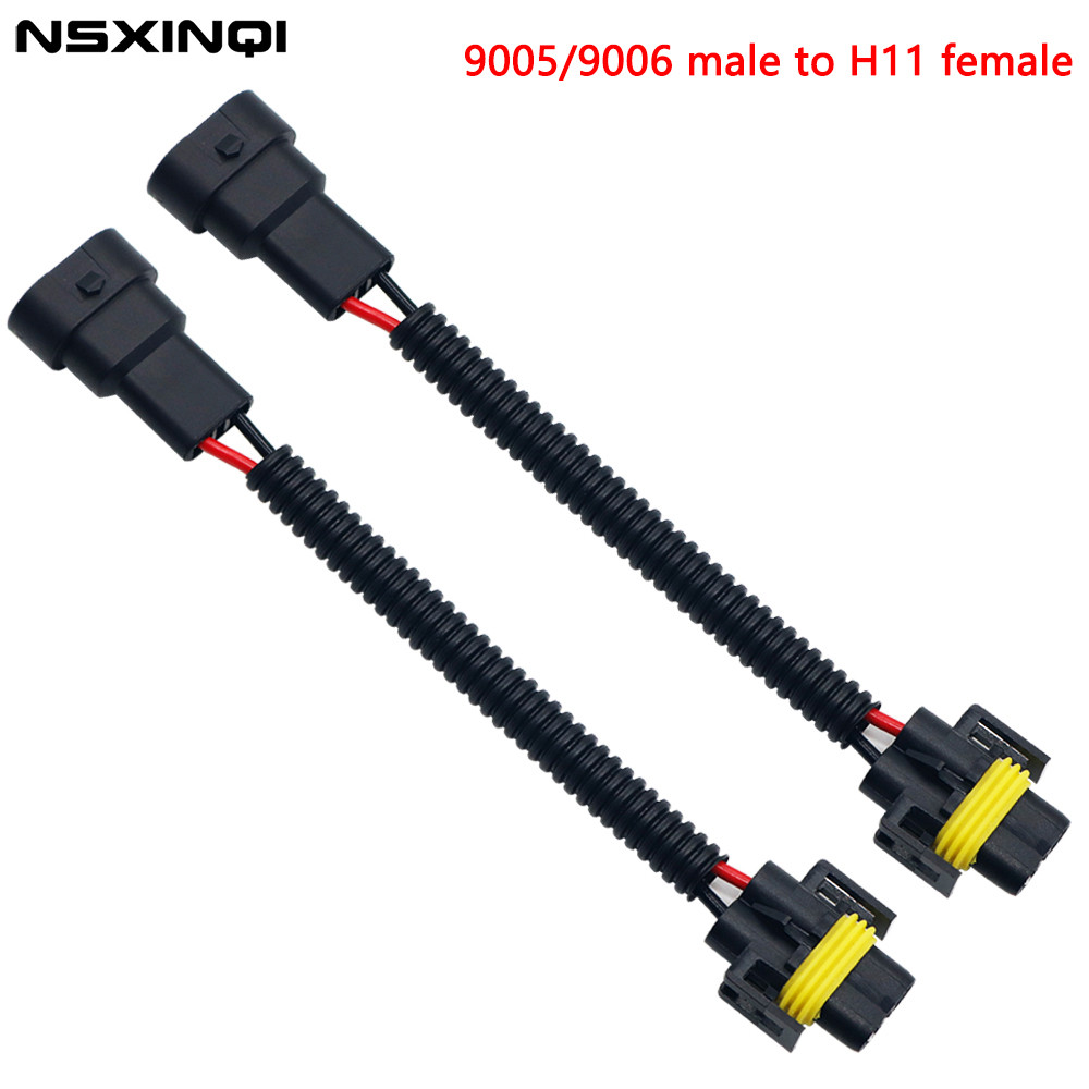 NSXINQI 2pcs 9005 HB3 9006 HB4 Male Connector to H11 Female Connectors Conversion Adaptor Wiring Har