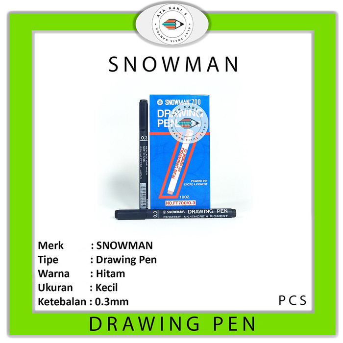

HARGA ECER!!! Drawing Pen Snowman 700 Hitam 0.3 ATK