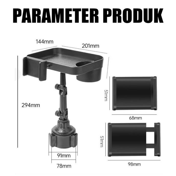 

Tempat Botol dan Makanan Mobil, Meja Tray Serbaguna Mobil, Dudukan HP Cup Holder Mobil dari Bahan