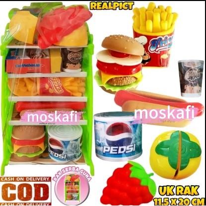 

(BISA COD) PROMO Mainan Anak Rak Klasik / Mainan Anak Rak Makanan Dan Minuman Fast Food + Buah
