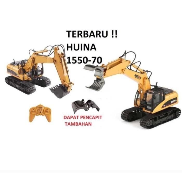 Mainan Remot Control Rc Excavator Huina 1550 15Channel 2.4Ghz 1/12