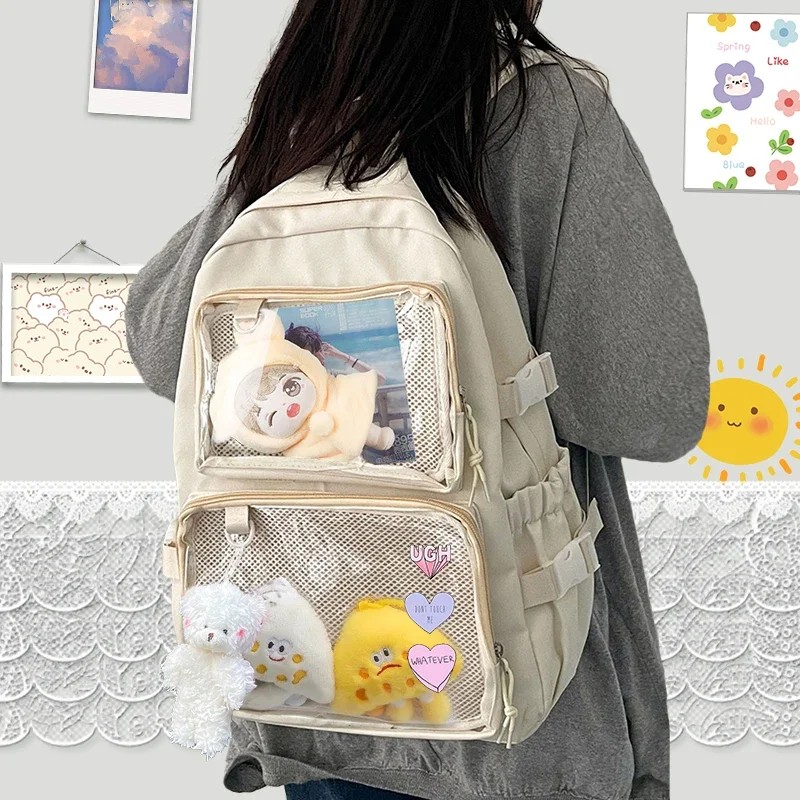 Japanese Kawaii Itabag Women New 2024 Transparent Backpack Women Large Capacity Ita Backpack School