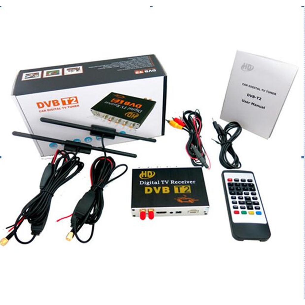 120-150km/h Double Antenna Car DVB T2 Mobile Digital TV Box External USB DVB-T2 Car TV Receiver Russ