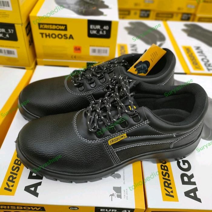 Tujuh.Pelangi Sepatu pengaman KRISBOW SAFETY SHOES ARROW 4 INCH sepatu sefty- Hitam