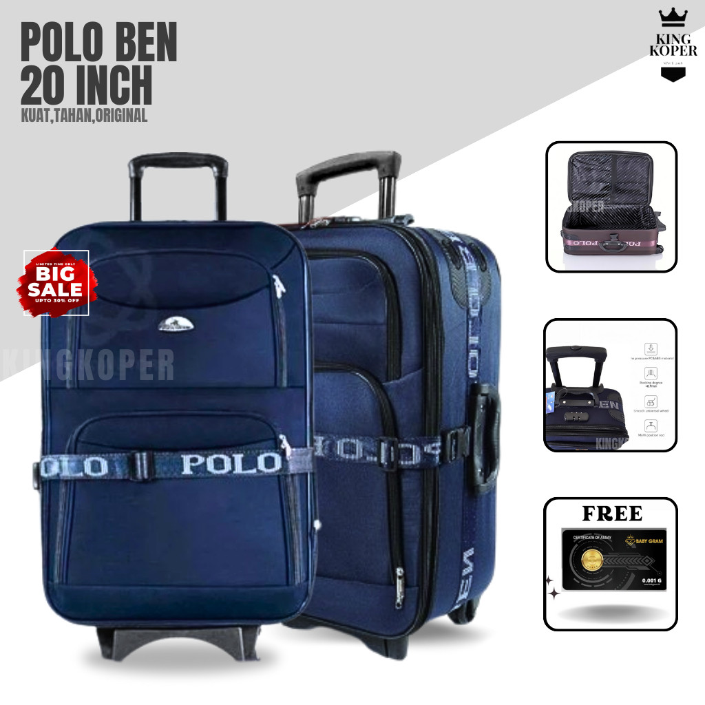 Koper Polo 20 inch Polo - koper kain - koper bagasi - koper murah - koper bahan - tas koper