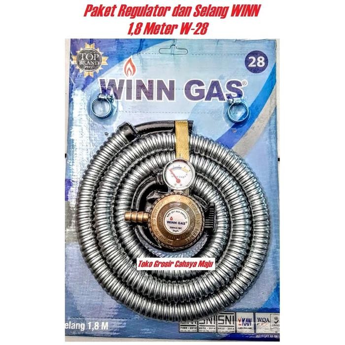 JTTOP" PAKET REGULATOR DAN SELANG WINN GAS 1,8 METER + W 18 M