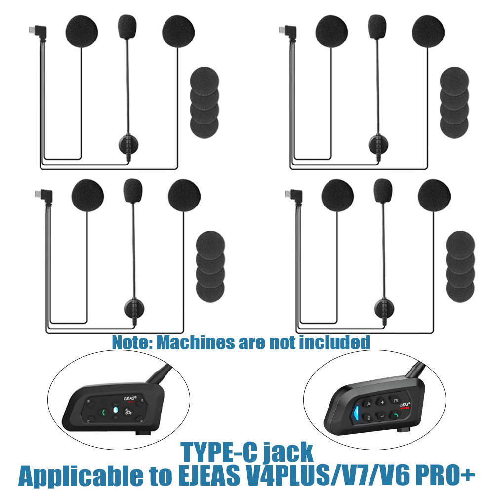 4/1PCS Microphone Speaker Headset TYPE-C Jack for EJEAS V4 PLUS/V7/V6 PRO+ Vnetphone V6 Motorcycle H
