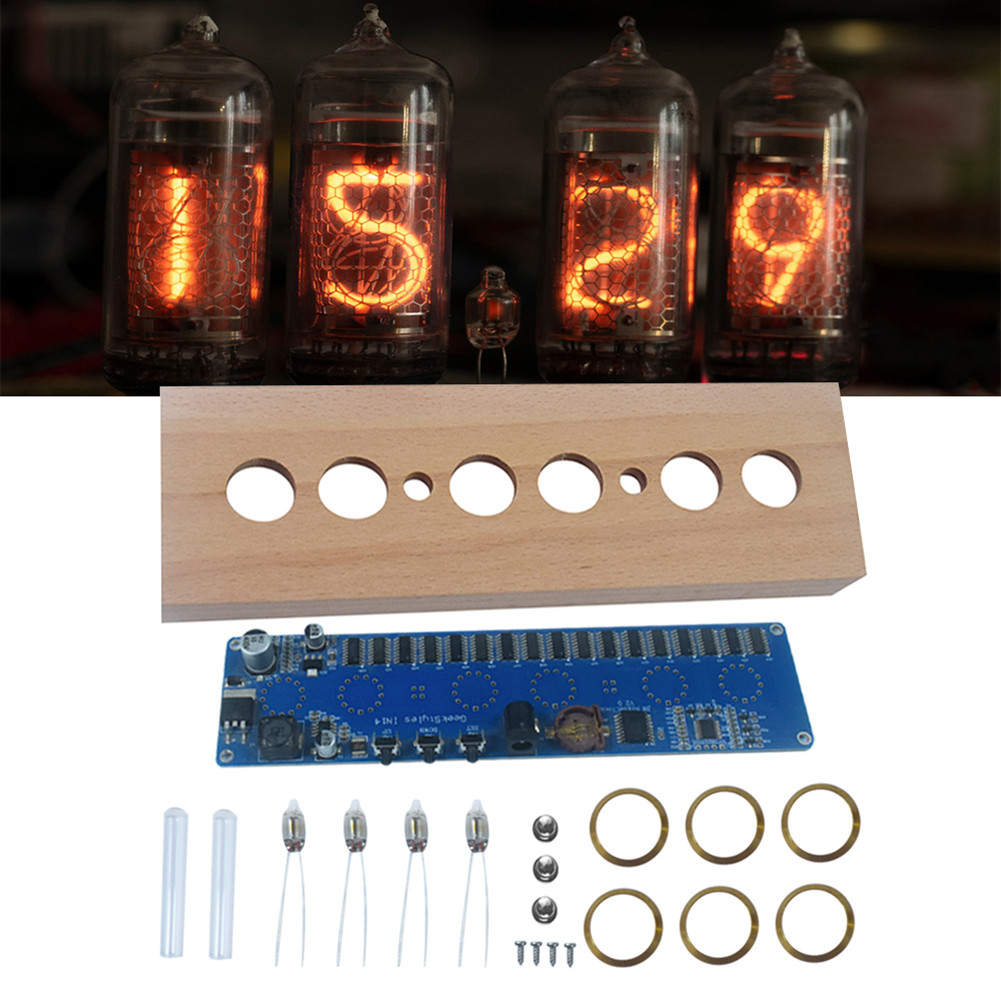 IN14 Glow Tube Clock DIY Tube Clock Kit DC12V 1A IN14 Nixie Tube Digital LED Clock Electronic DIY Ki