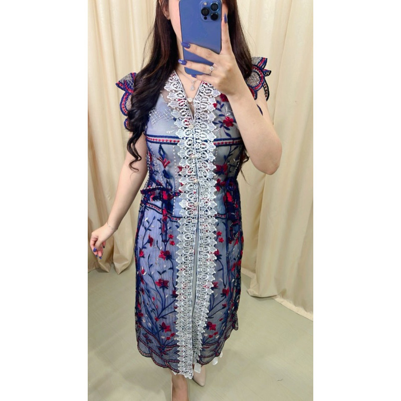Dres Wanita Gaung Cewek Pakaian Simpel Dan Elegan Fashion Dreass Kristen Brokat Natalan Dresas Perem