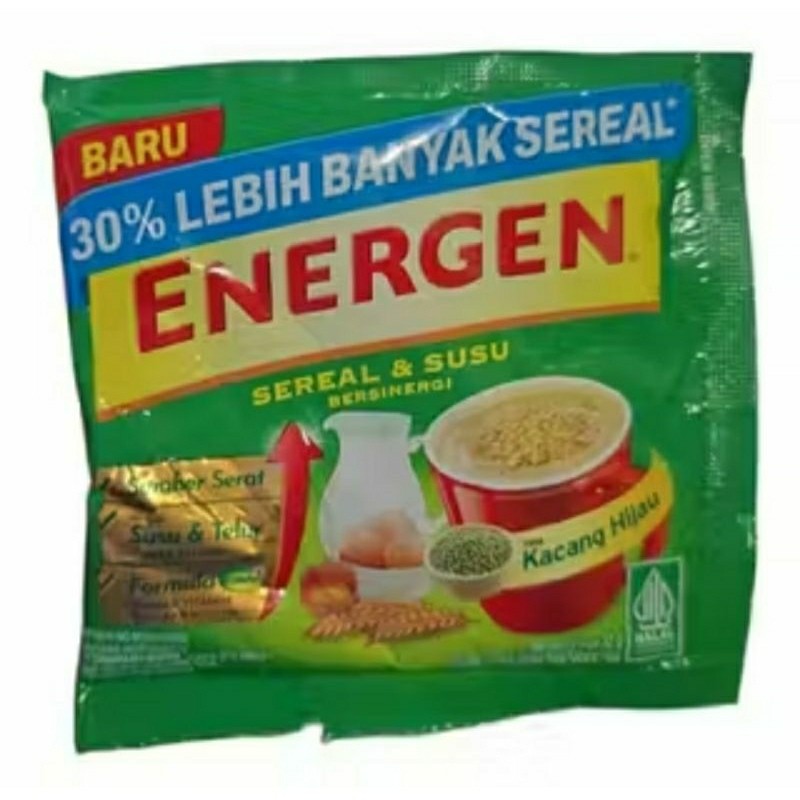 

Konter Makanan Energen Vanila, Coklat, Kacang Hijau Renceng Isi 10 Pcs