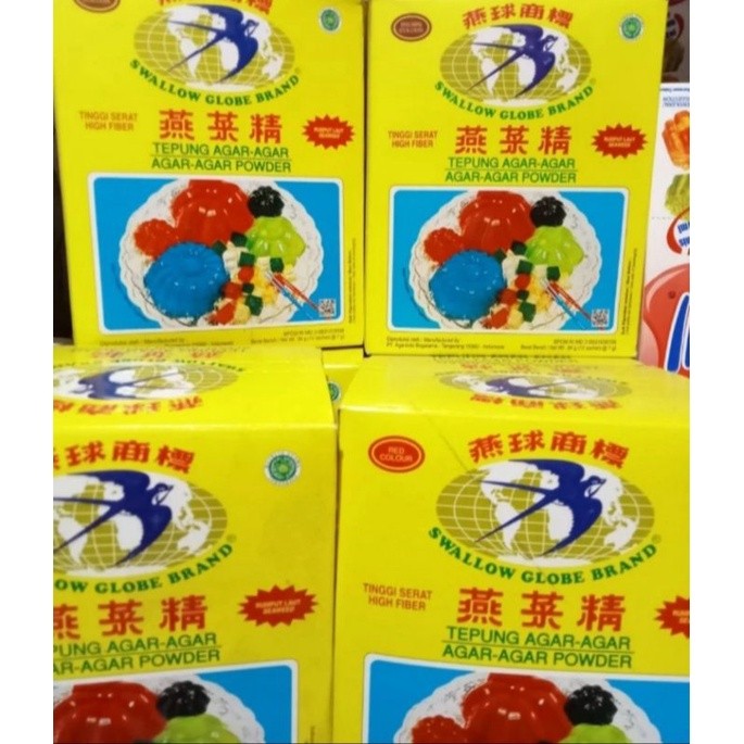 

Konter Makanan Swallow Globe Brand Agar Plain Premium Varian Warna /Pack Isi 12 Sachet