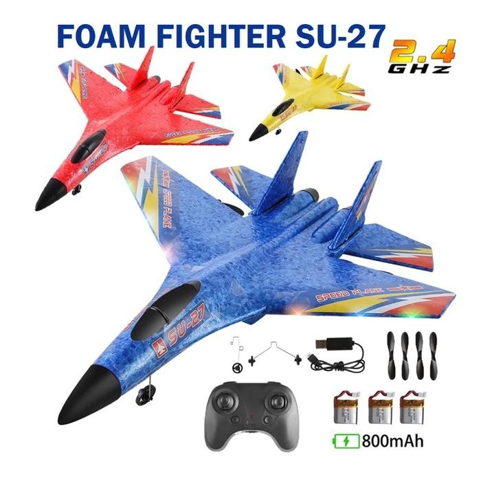 Rc Jet Foam Fhter Su-27 Pesawat Remot Ready To Fly 2.4 Easy Glider