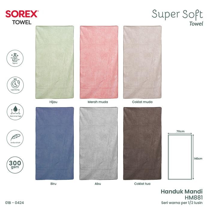 SOREX Handuk Microfiber Motif Polos - Handuk Berdaya Serap Tinggi