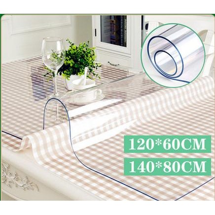 Taplak/Alas Meja PVC Bening Tebal ANTI AIR Plastik Mika 140*80cm