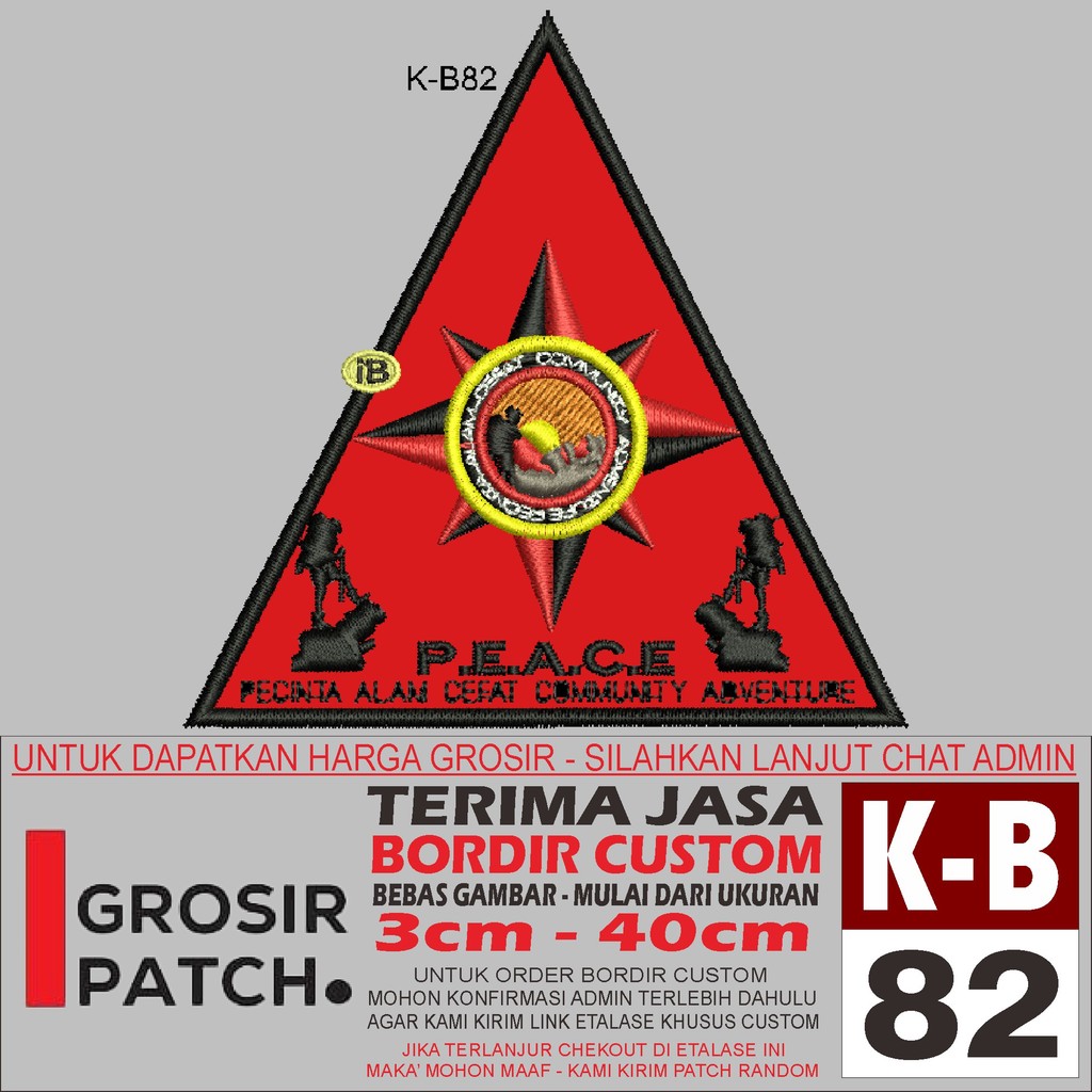 MB PATCH BORDIR LOGO K-B82 PEACE PECINTA ALAM CEFAT COMMUNITY ABVENTURE AKSESORIS/EMBROIDERY