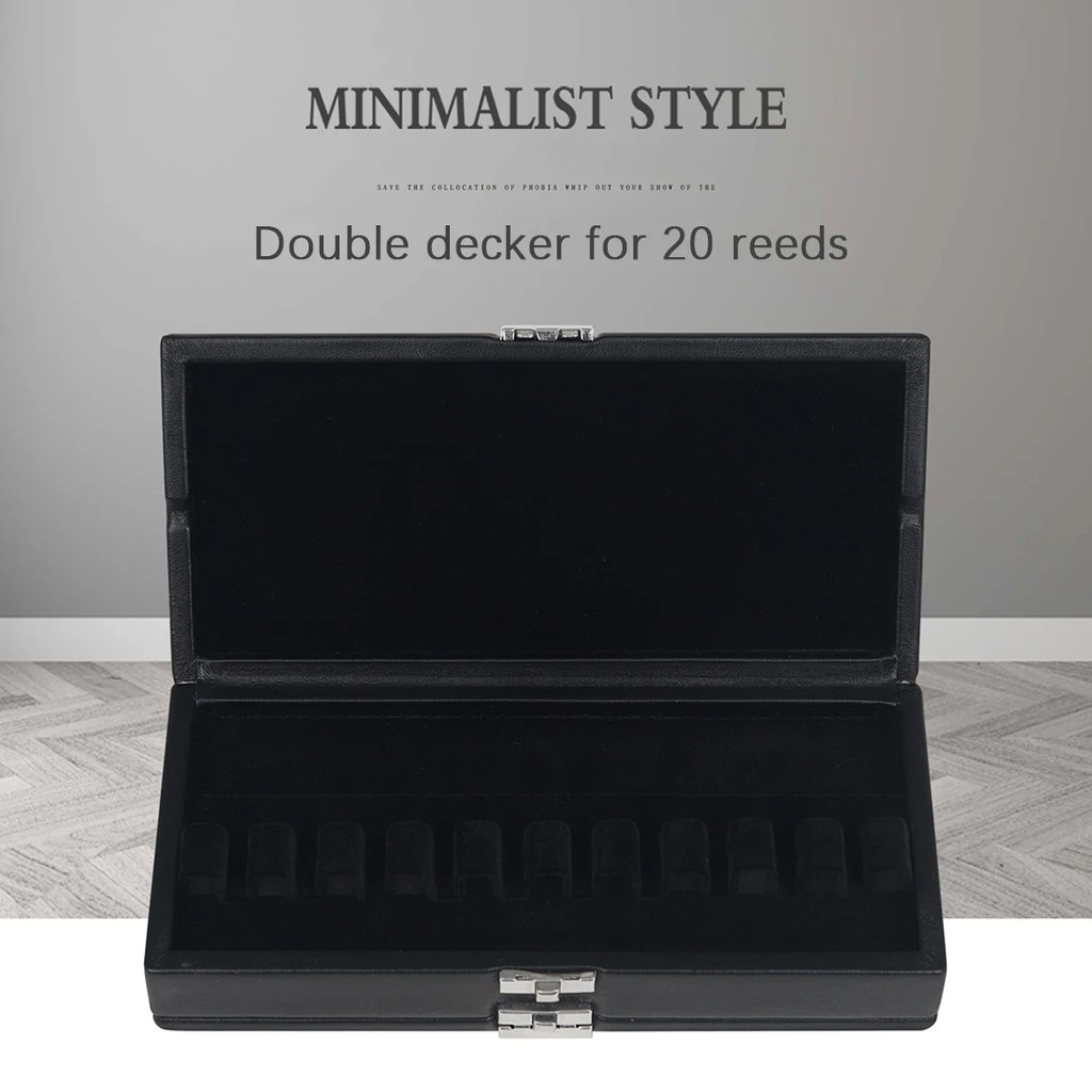 Oboe Reed Case Double Oboe Reed Storage Case Double Leather Case Black Holds 20 Reeds Flexible Slot 