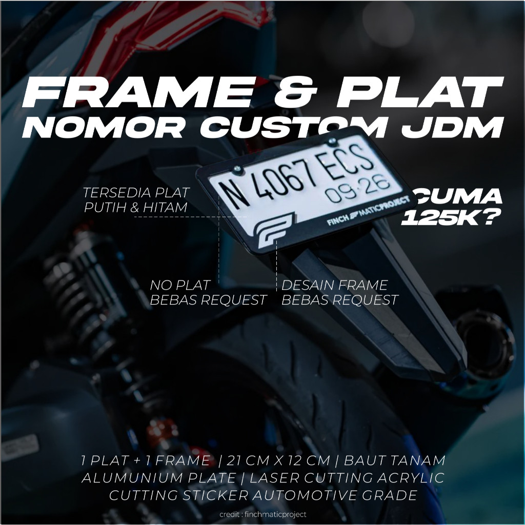 [Frame + Plat] Frame & Plat Nomor Custom JDM Untuk Motor