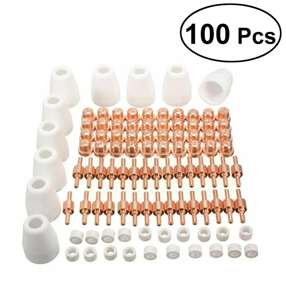 100pcs Plasma Cutting Consumables Torch Plasma Electrodes Advanced Protective Cups Nozzle Swirl Ring