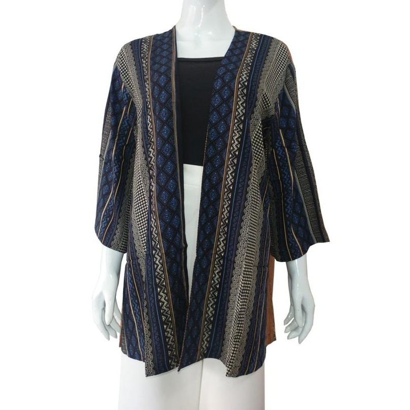 Cardigan Kimono Outer Flower, Cardigan Wanita Oversize, Cardigan Katun
