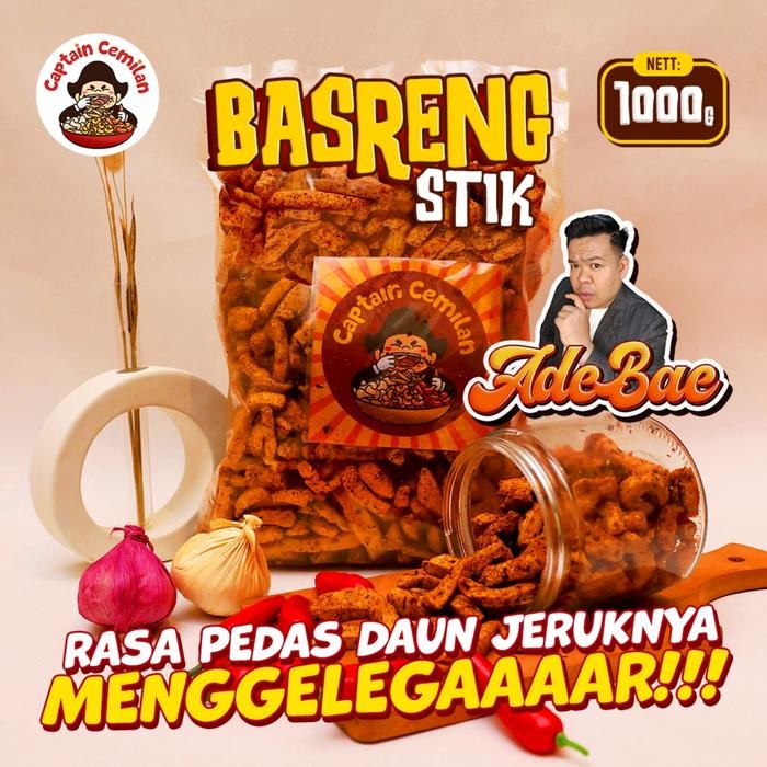 

(ADE BAE) 1KG - Basreng DAUN JERUK PEDAS Captain cemilan Bandung Food Snacks