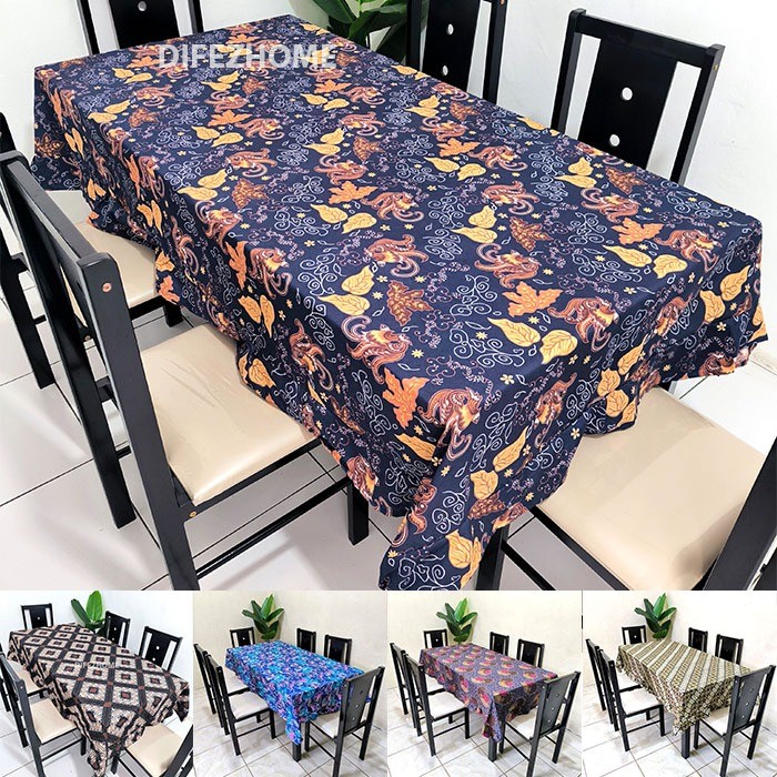 Taplak Meja Makan Kain Batik Murah 6 Kursi Ukuran 140x220 cm