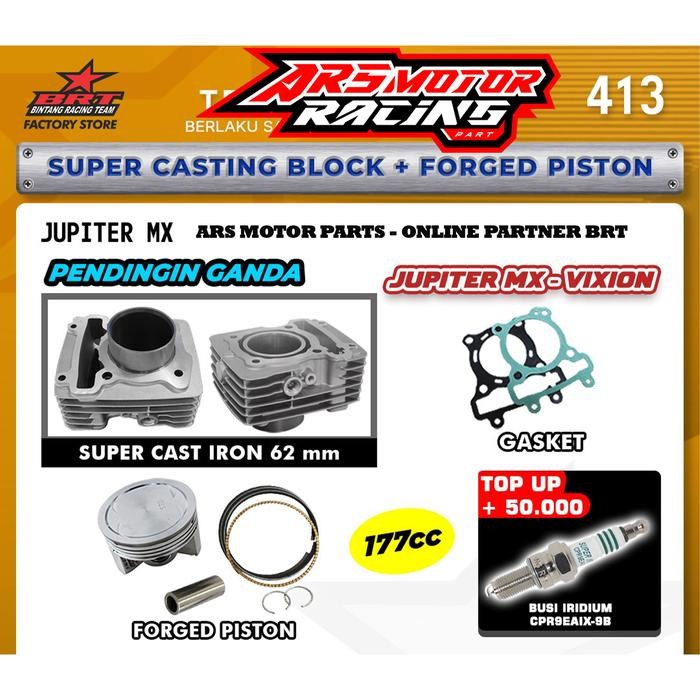 BLOK PISTON BRT CASTING DOUBLE COOLER MX KING . VIXION . R15 . 62 MM