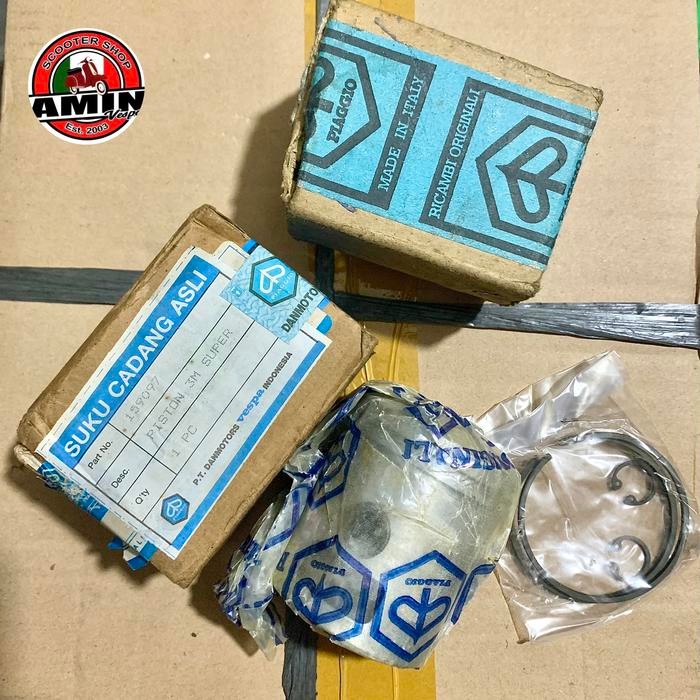 piston kit seher vespa 3m super original nos piaggio italy