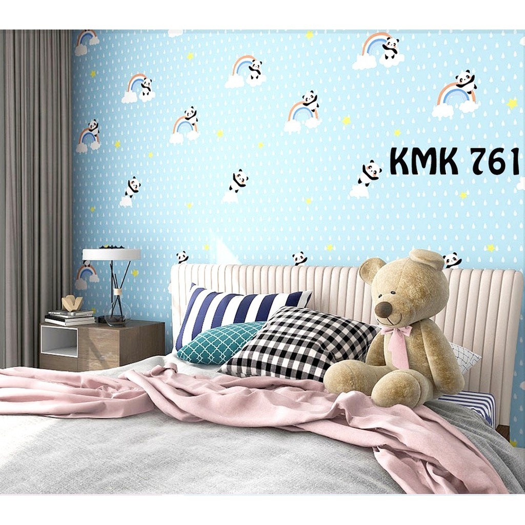 HS - WALLPAPER PANDA WALLSTICKER DINDING ANAK WALLPAPER DINDING PANDA WALLPAPER PELANGI WALLPAPER