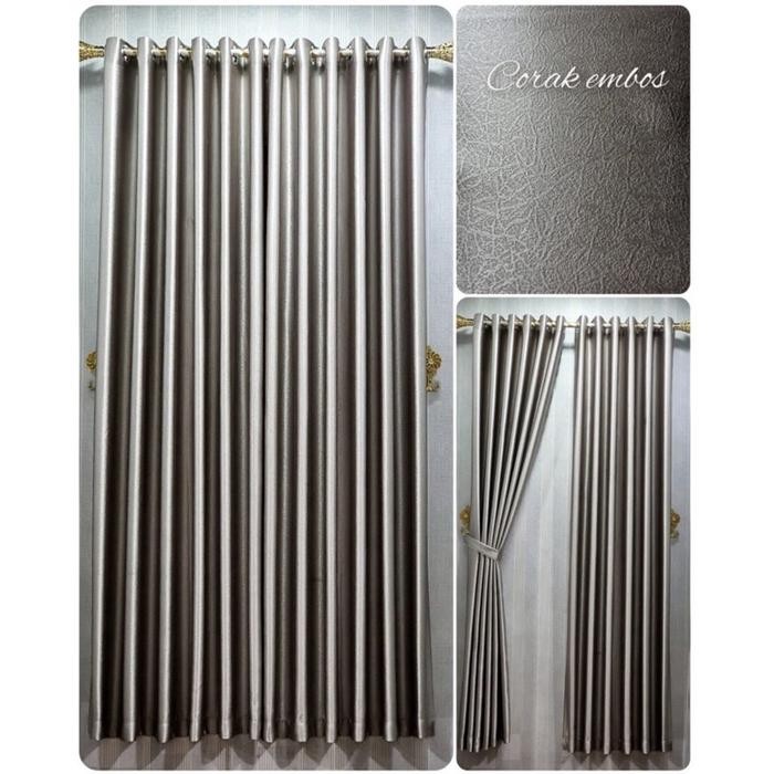 Gorden Blackout Glossy Polos Embos Premium Smokring Tebal Abu Tua