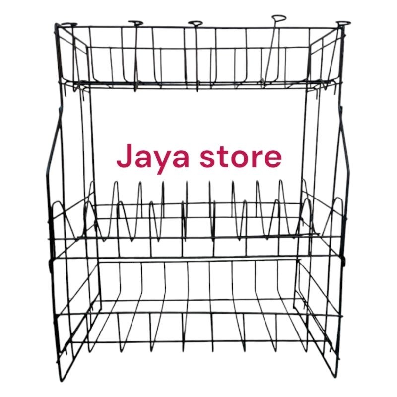 Rumahleha Rak Piring Rpl Susun 3 Warna Hitam Wastafel/Rak Piring Gantung Dinding/Rak Piring