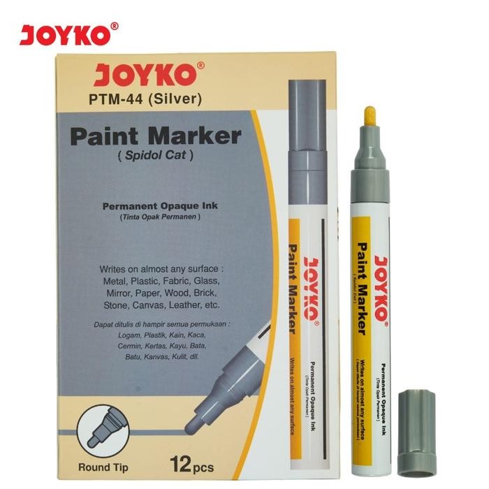 

Victory - Paint Marker Joyko / Spidol Cat Putih Hitam Gold Silver - 1 Lusin Isi 12 Pcs