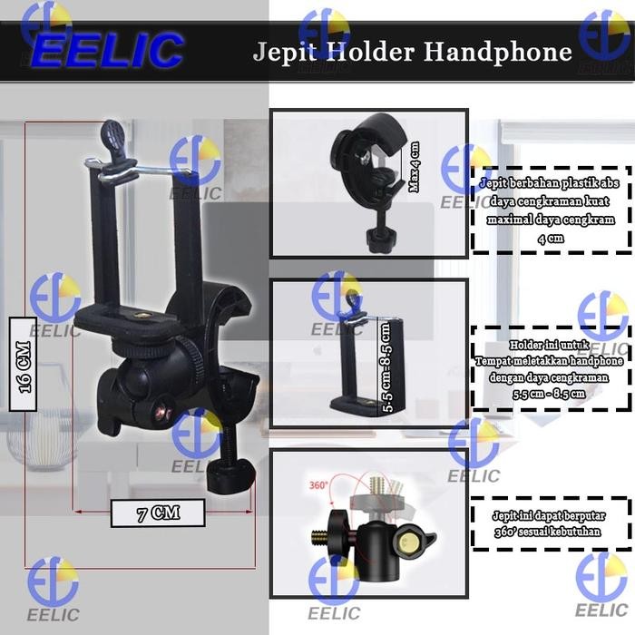 16Cm Jepit Holder Handphone Penjepit Posisi C Dan Kepala Bola Tripod Mini Ball Tripod