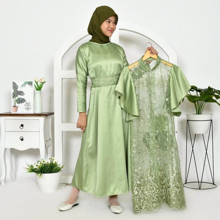 BEST SELLER (FASHION) 2IN1 GEORGINA ANAK DRESS INNER + OUTER BRUKAT TILLE PREMIUM / FREE BELT / SET