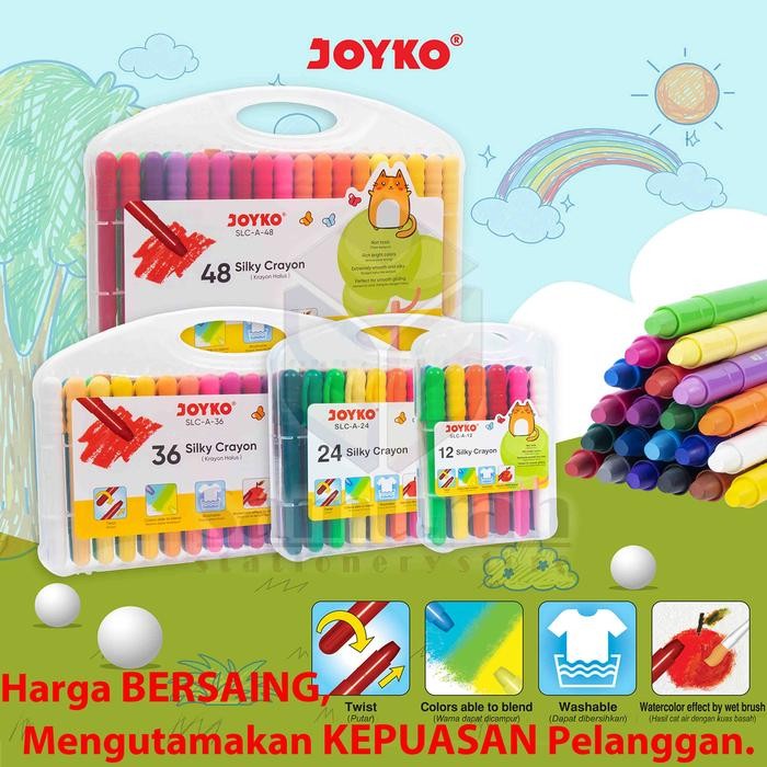 

Crayon Silky Slc A 48 Warna + Kuas / Krayon Halus Lembut Slc-A-48 Hard Case Tidak Beracun