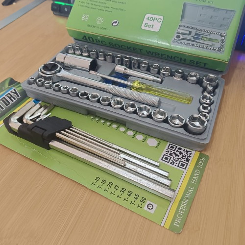 Victory Kunci Shock Sok Set 40 Pcs + Kunci L Set 9 Pcs Panjang Ready Kunci Sok Tekiro Kunci L Tekiro