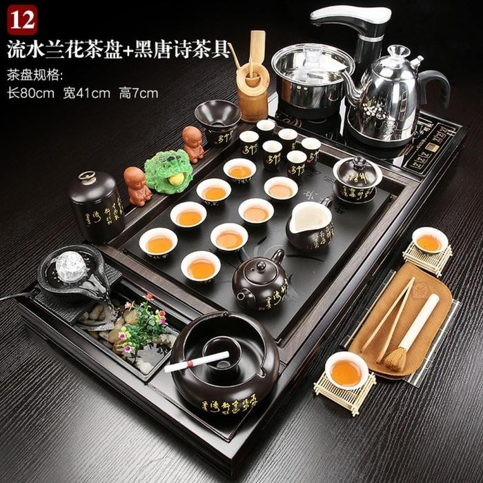 Chines Tea Pot Set Fulll Set Elektrik Kungfu Tea Set Teapot Tray Set