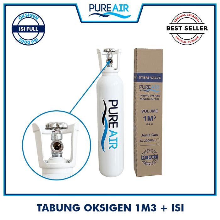 Tabung Oksigen / Tabung O2 Merk Pure Air - 1M3 (isi oksigen)
