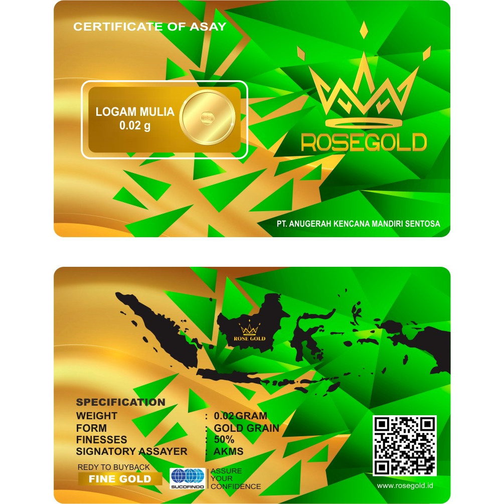 BABY GOLD / ROSE GOLD 0.02 Gram Emas mini Logam Mulia