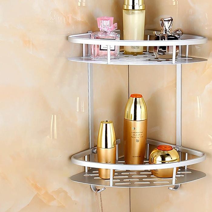 PREMIUM Rak Sudut Kamar Mandi Rak sudut Toilet Aluminium Rak Siku Kamar Mandi